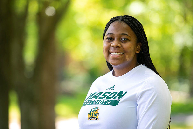 Government and International Politics major and student body president Natalia Kanos is wearing a Mason shirt.